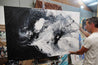 Black Rapture 160cm x 100cm Black White Textured Abstract Painting (SOLD)-Abstract-Franko-[franko_art]-[beautiful_Art]-[The_Block]-Franklin Art Studio