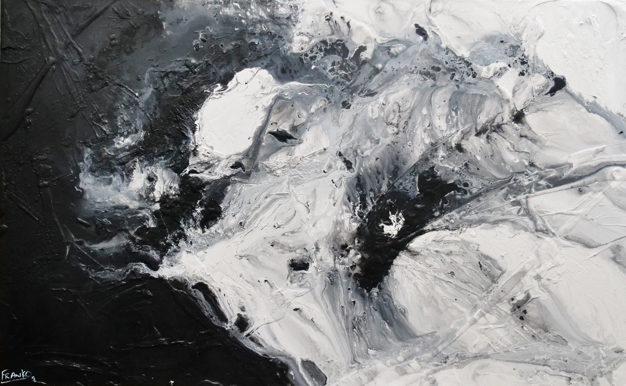 Black Rapture 160cm x 100cm Black White Textured Abstract Painting (SOLD)-Abstract-[Franko ]-[Gallery]-[popular]-[Australia]-Franklin Art Studio