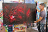 Black Red Sun 160cm x 100cm Black Red Textured Abstract Painting (SOLD)-Abstract-Franko-[franko_artist]-[Art]-[interior_design]-Franklin Art Studio