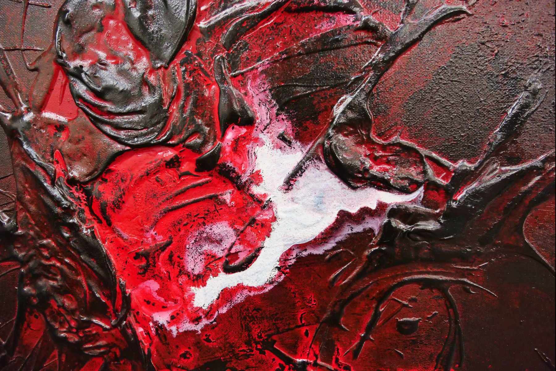 Black Red Sun 160cm x 100cm Black Red Textured Abstract Painting (SOLD)