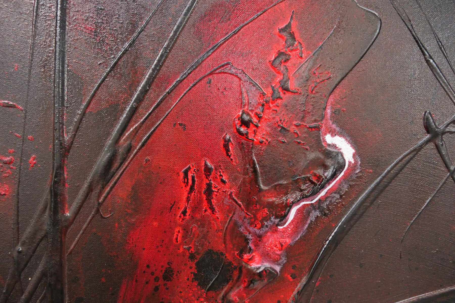 Black Red Sun 160cm x 100cm Black Red Textured Abstract Painting (SOLD)-Abstract-[Franko]-[Artist]-[Australia]-[Painting]-Franklin Art Studio