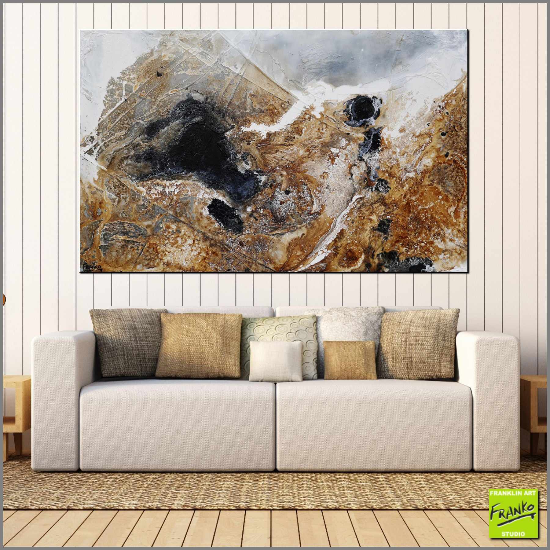 Black Russian 160cm x 100cm Brown Black Grey Textured Abstract Painting (SOLD)-Abstract-Franko-[huge]-[Australian]-[best Selling]-Franklin Art Studio
