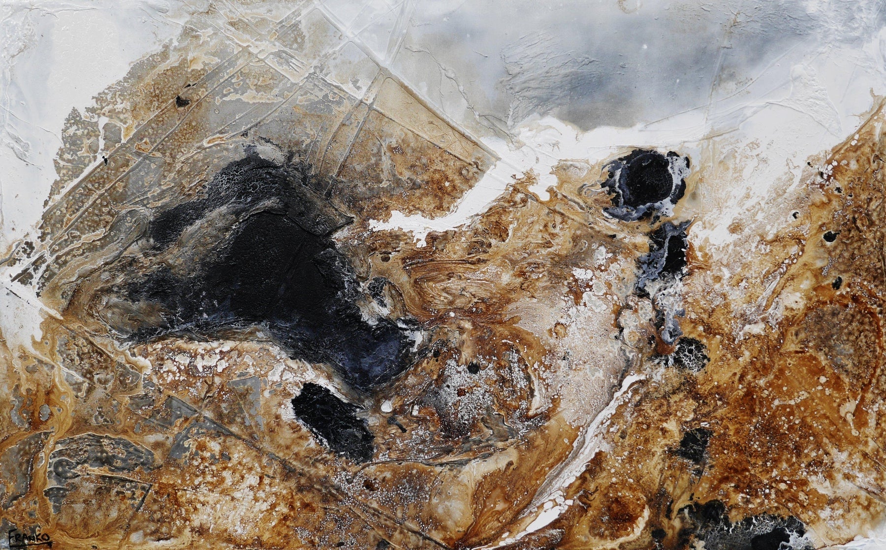 Black Russian 160cm x 100cm Brown Black Grey Textured Abstract Painting (SOLD)-Abstract-[Franko ]-[Gallery]-[popular]-[Australia]-Franklin Art Studio