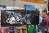 Black Salt 200cm x 80cm Black White Textured Abstract Painting (SOLD)-Abstract-[Franko Artist]-[Gold Coast]-[Brisbane]-[Huge]-Franklin Art Studio