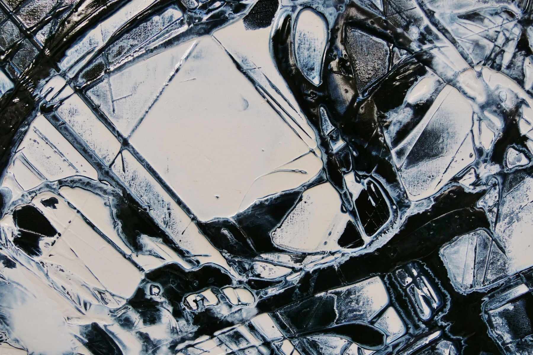 Black Salt 200cm x 80cm Black White Textured Abstract Painting (SOLD)