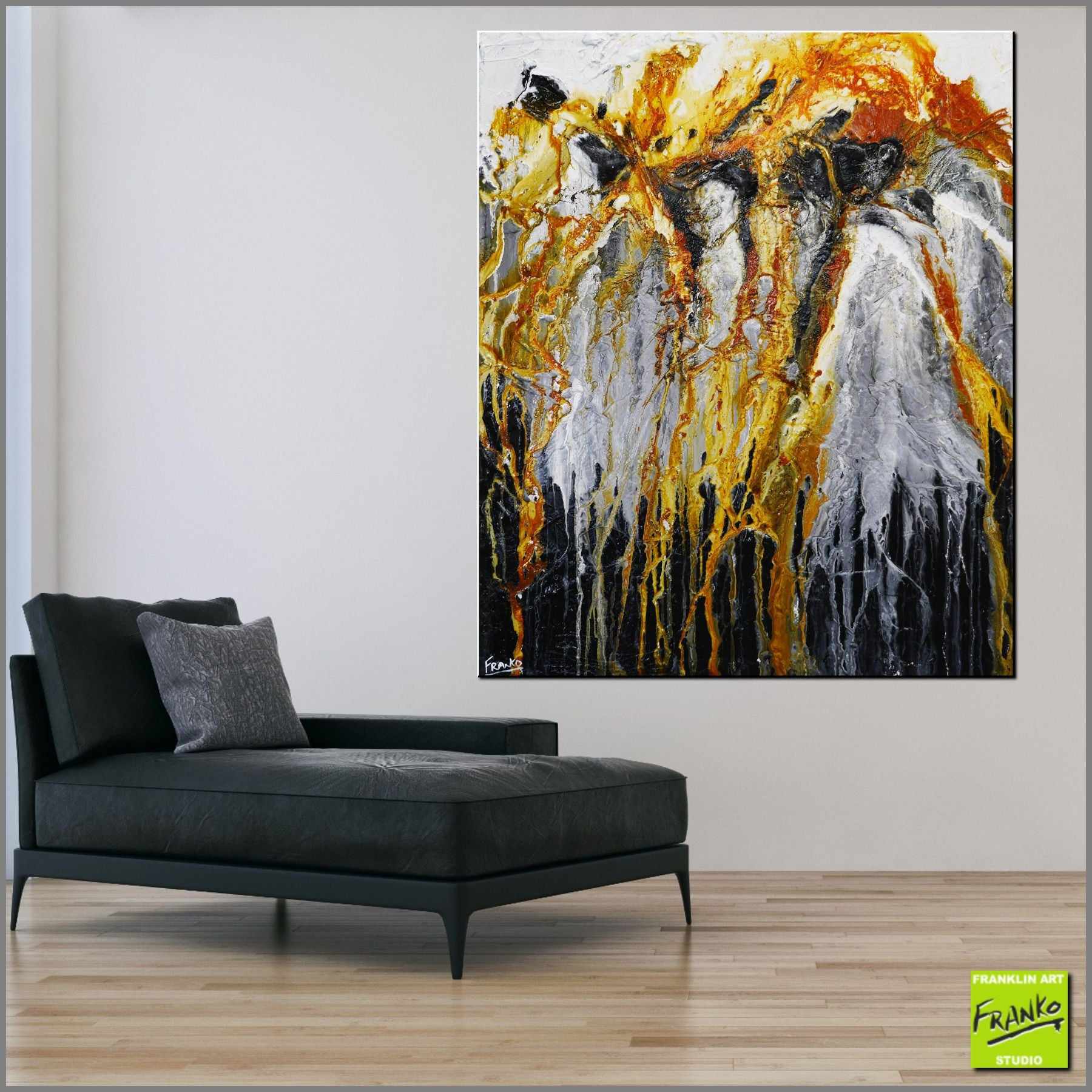Black Sienna 120cm x 100cm Black Grey Sienna Textured Abstract Painting (SOLD)-Abstract-Franko-[Franko]-[huge_art]-[Australia]-Franklin Art Studio
