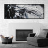 Black Slider 160cm x 60cm Black White Textured Abstract Painting (SOLD)-Abstract-Franko-[franko_artist]-[Art]-[interior_design]-Franklin Art Studio