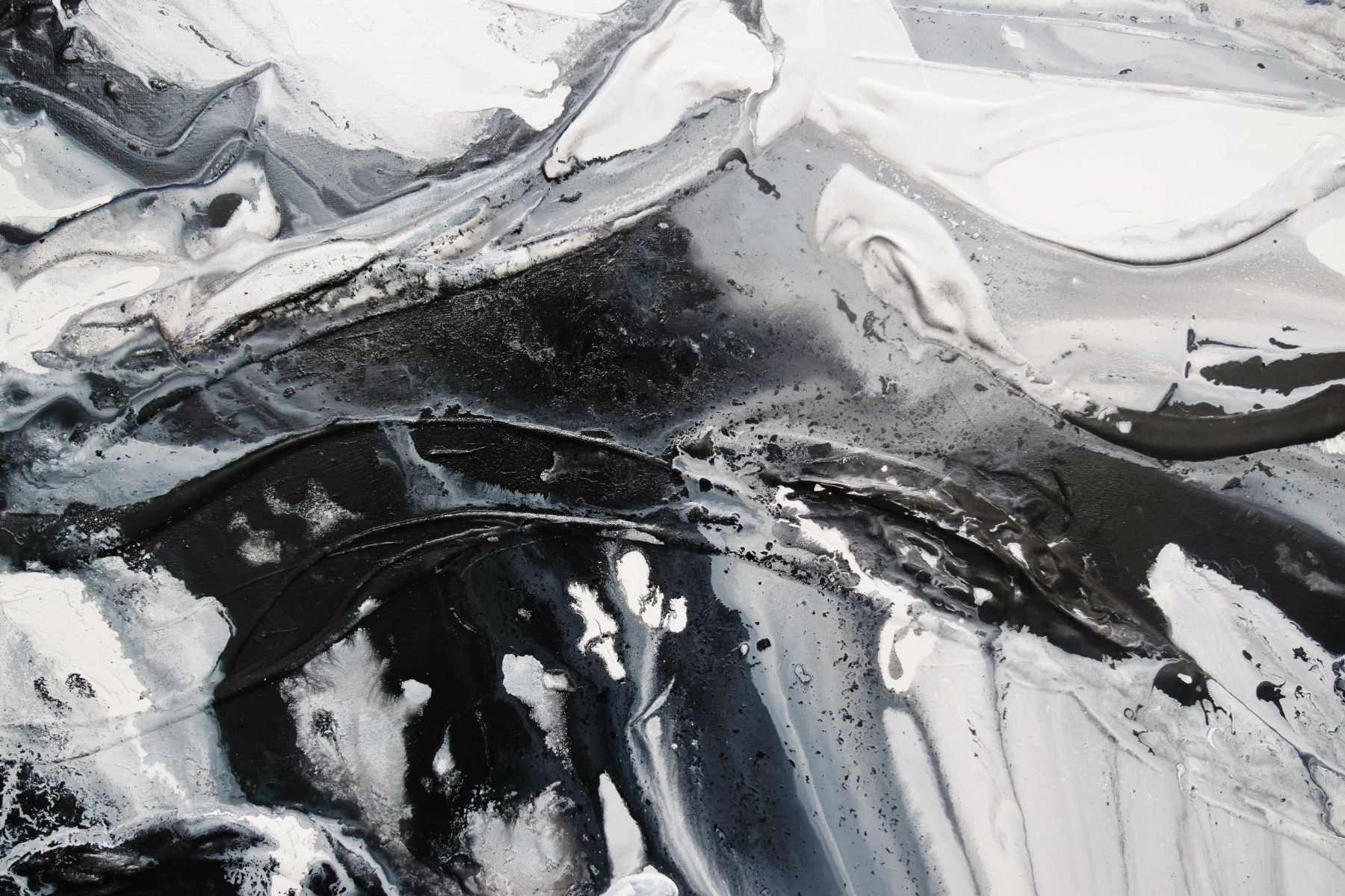 Black Slider 160cm x 60cm Black White Textured Abstract Painting (SOLD)