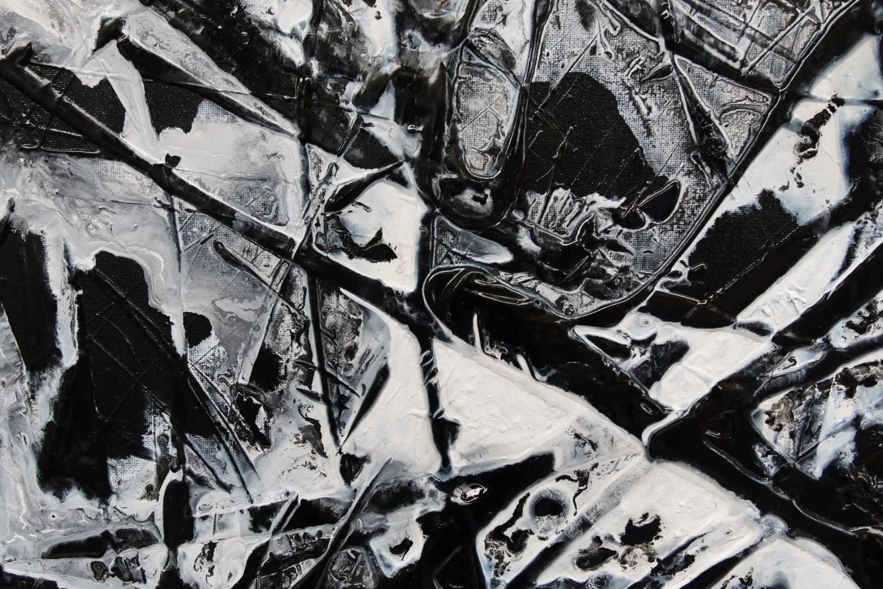 Black Sugar 160cm x 100cm Black White Textured Abstract Painting (SOLD)