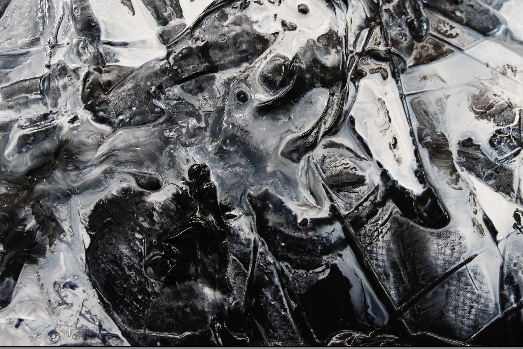 Black Sugar 160cm x 100cm Black White Textured Abstract Painting (SOLD)-Abstract-[Franko]-[Artist]-[Australia]-[Painting]-Franklin Art Studio