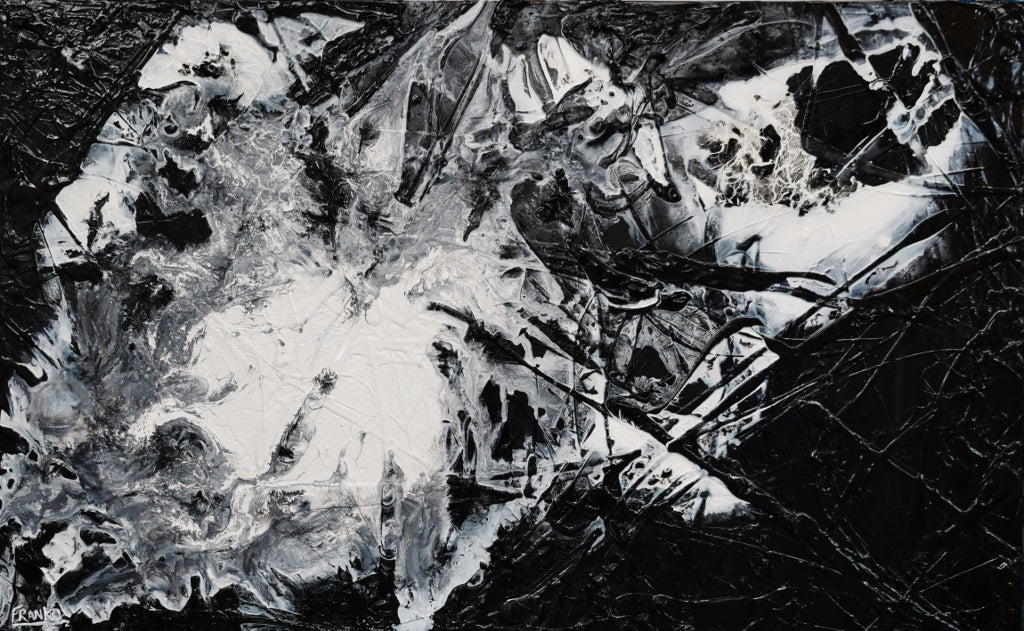Black Sugar 160cm x 100cm Black White Textured Abstract Painting (SOLD)-Abstract-Franko-[Franko]-[Australia_Art]-[Art_Lovers_Australia]-Franklin Art Studio