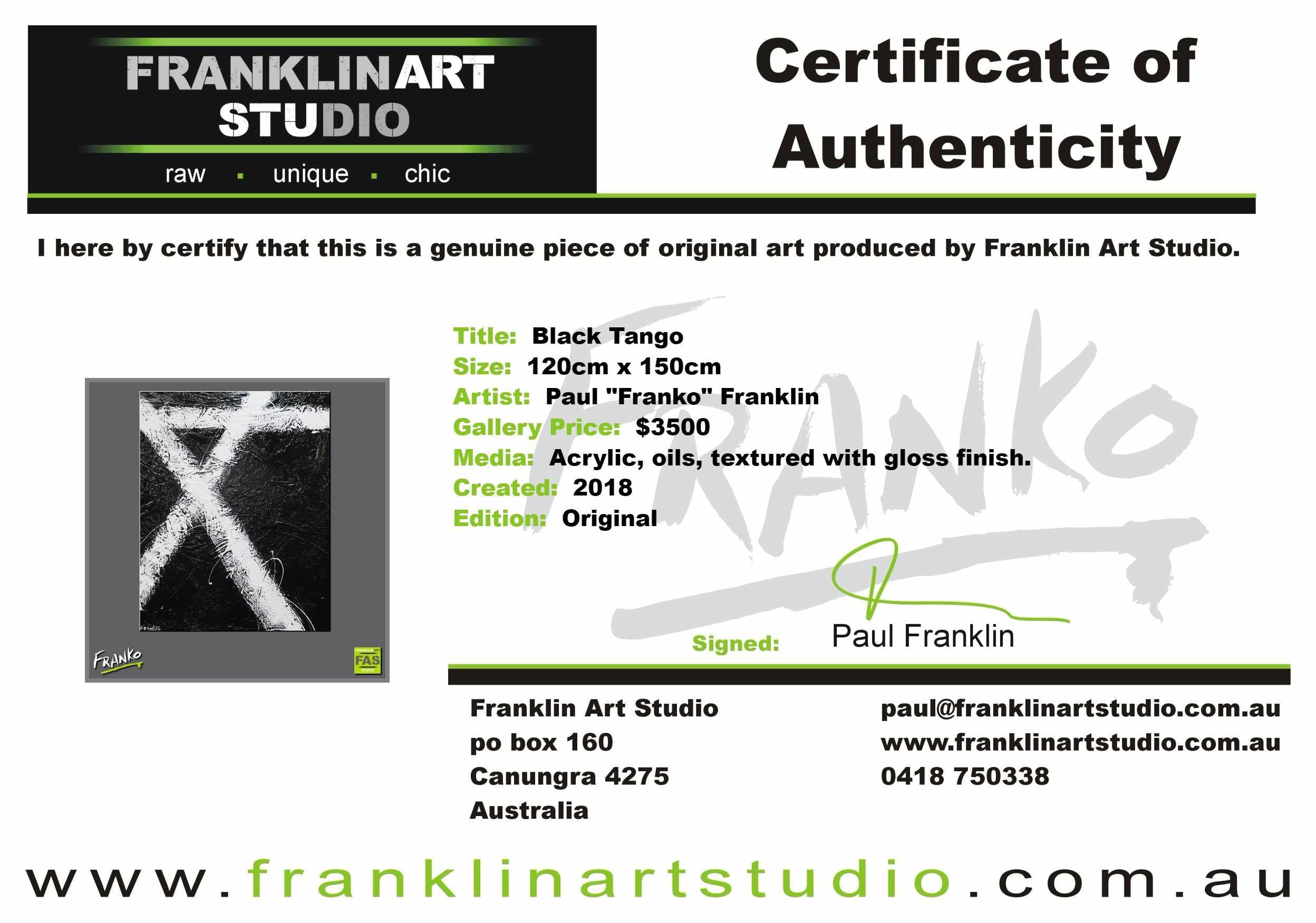 Black Tango 120cm x 150cm White Black Abstract Painting (SOLD)-Abstract-Franko-[franko_art]-[beautiful_Art]-[The_Block]-Franklin Art Studio