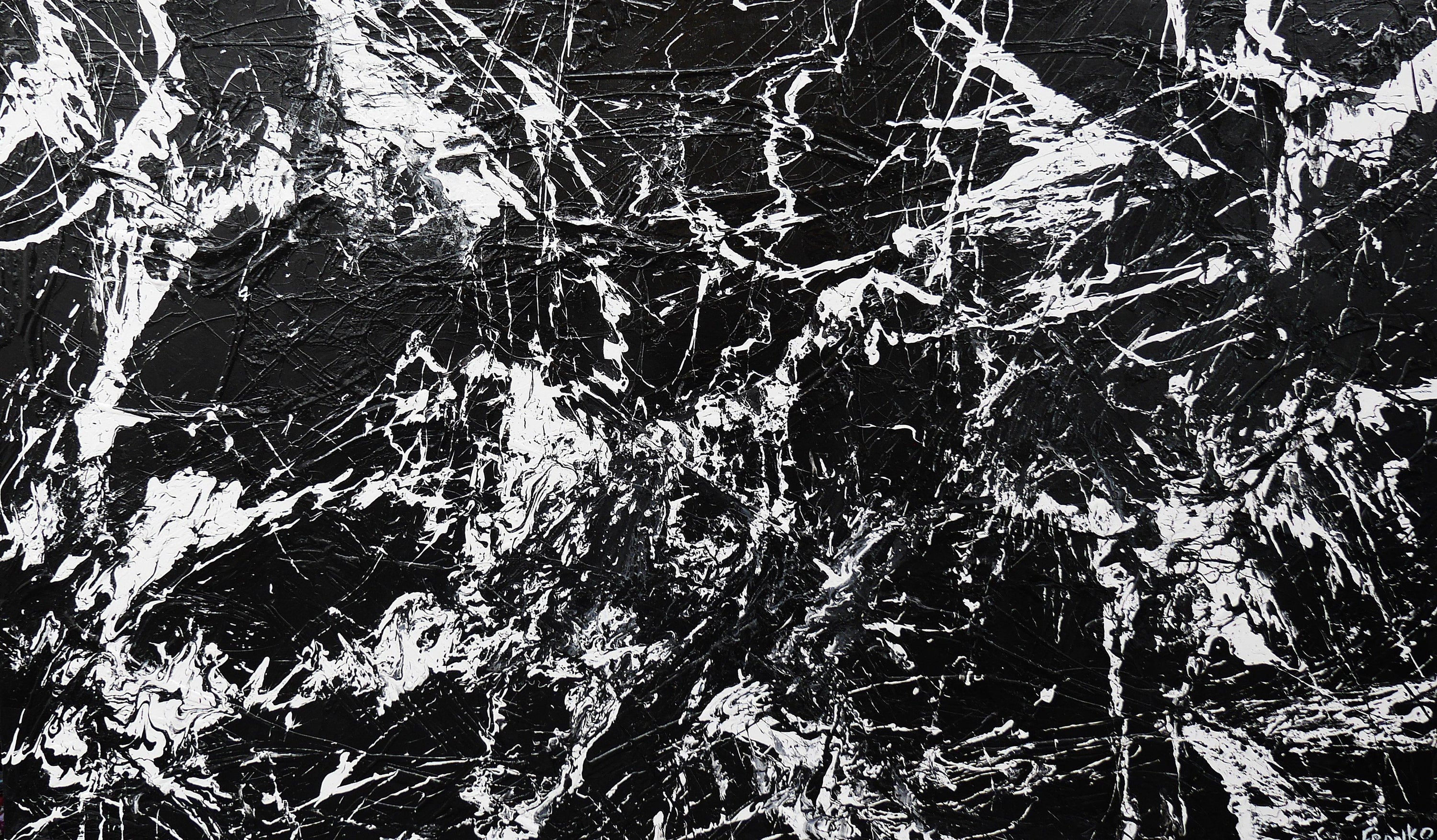 Black White Maze 250cm x 150cm Black White Huge Abstract Painting (SOLD)-Abstract-[Franko Artist]-[Cheryl]-[Wendy]-[Gabriela]-Franklin Art Studio