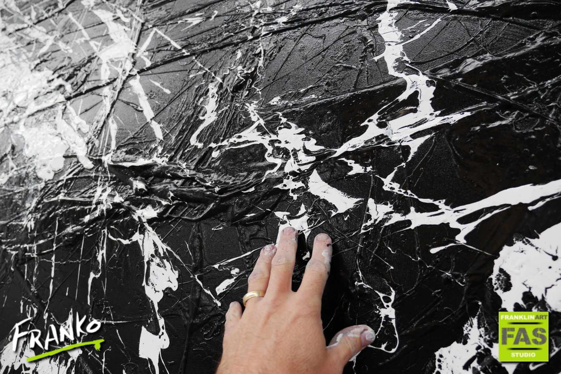 Black White Maze 250cm x 150cm Black White Huge Abstract Painting (SOLD)-Abstract-[Franko]-[Artist]-[Australia]-[Painting]-Franklin Art Studio