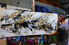 Black and Gold Elegance 200cm x 80cm Black Gold Textured Abstract Painting (SOLD)-Abstract-Franko-[franko_artist]-[Art]-[interior_design]-Franklin Art Studio