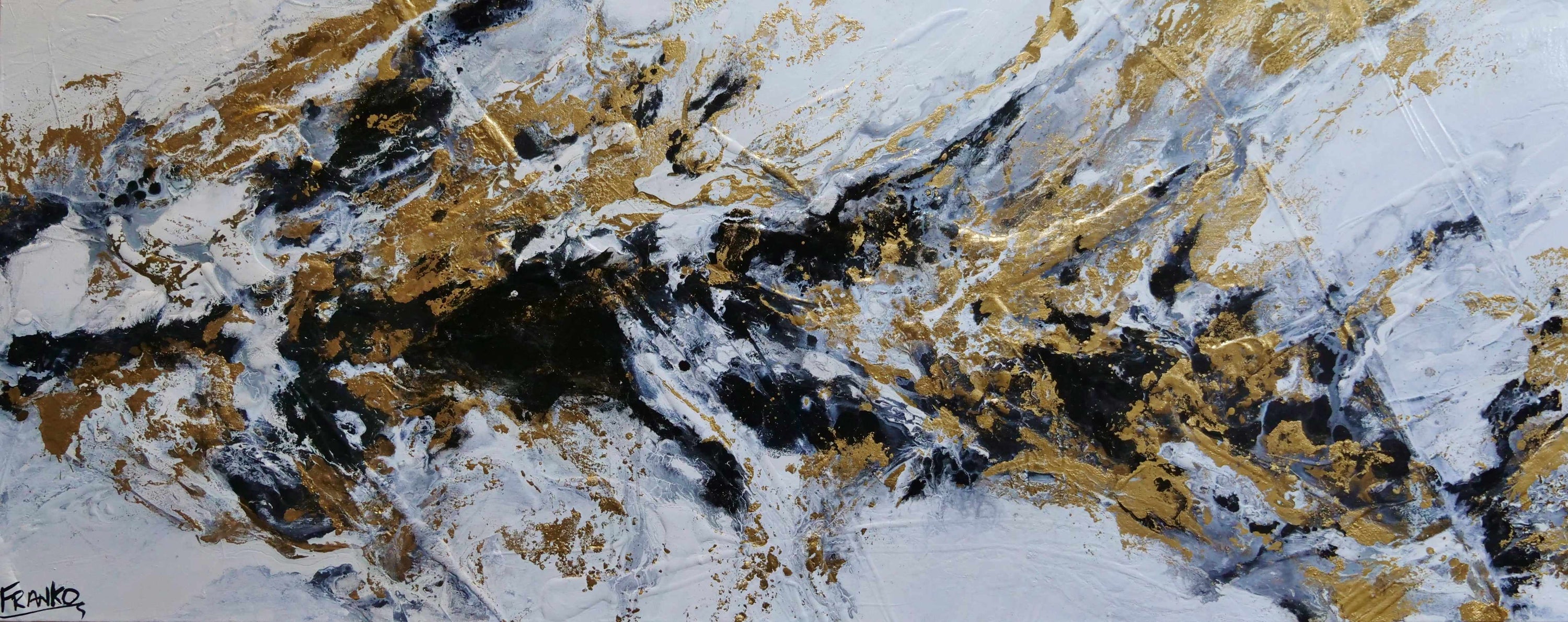 Black and Gold Elegance 200cm x 80cm Black Gold Textured Abstract Painting (SOLD)-Abstract-Franko-[Franko]-[Australia_Art]-[Art_Lovers_Australia]-Franklin Art Studio