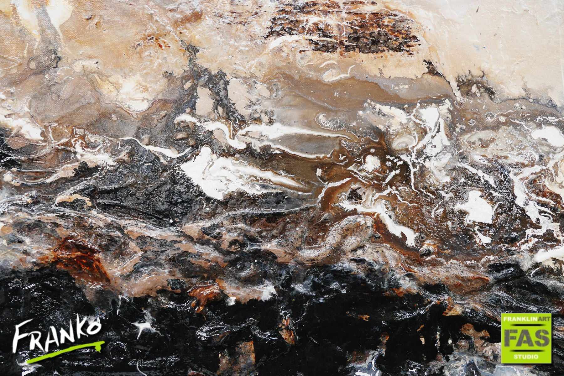 Blacked Out Rust 200cm x 80cm White Brown Rust Black Abstract Painting (SOLD)