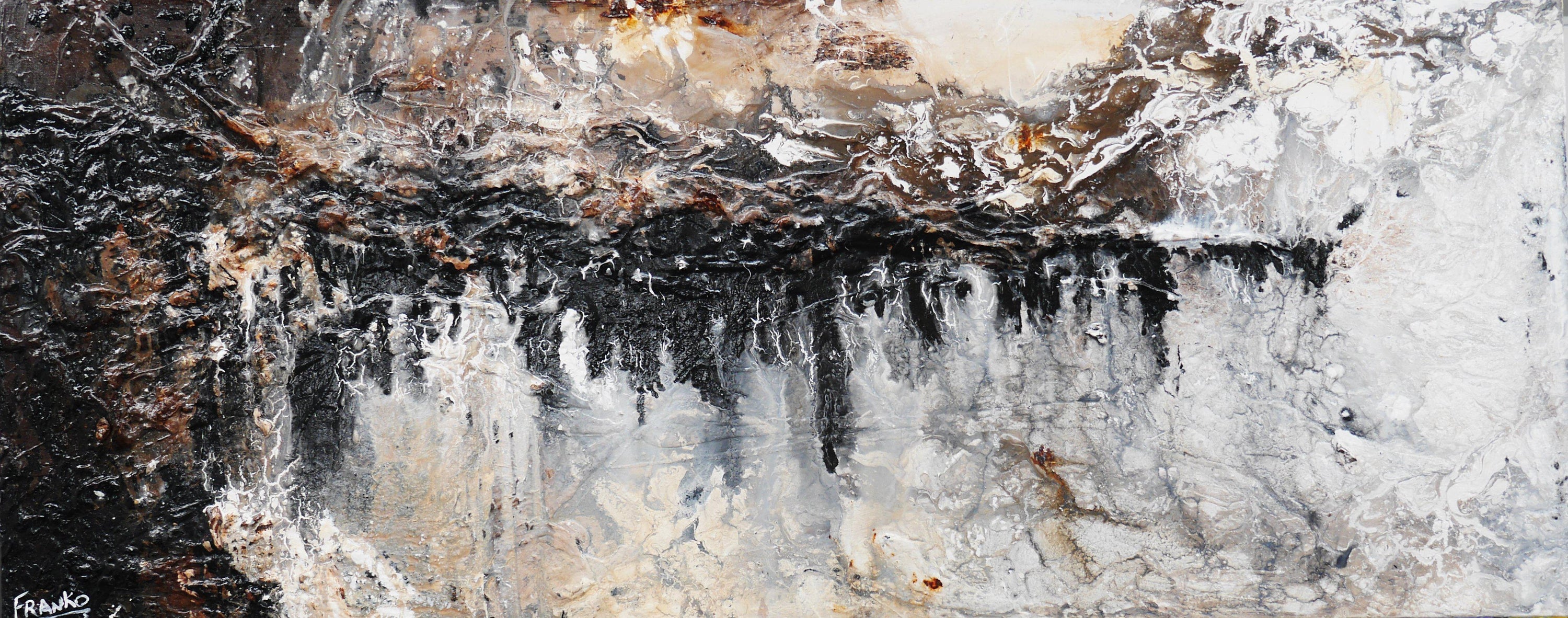 Blacked Out Rust 200cm x 80cm White Brown Rust Black Abstract Painting (SOLD)-Abstract-Franko-[Franko]-[Australia_Art]-[Art_Lovers_Australia]-Franklin Art Studio