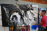 Blackened Gold Rapture 200cm x 120cm Black Grey Gold Textured Abstract Painting (SOLD)-Abstract-[Franko Artist]-[Gold Coast]-[Brisbane]-[Huge]-Franklin Art Studio