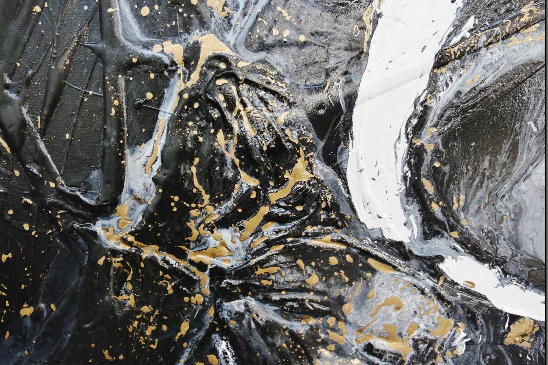 Blackened Gold Rapture 200cm x 120cm Black Grey Gold Textured Abstract Painting (SOLD)