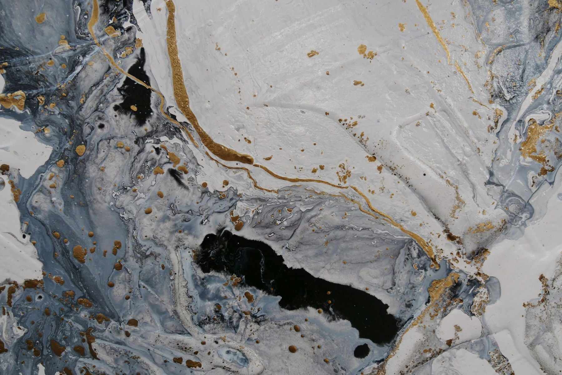 Blackened Gold Rapture 200cm x 120cm Black Grey Gold Textured Abstract Painting (SOLD)
