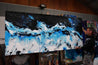 Blackened Rain 270cm x 120cm Black Blue Textured Abstract Painting (SOLD)-Abstract-Franko-[franko_artist]-[Art]-[interior_design]-Franklin Art Studio