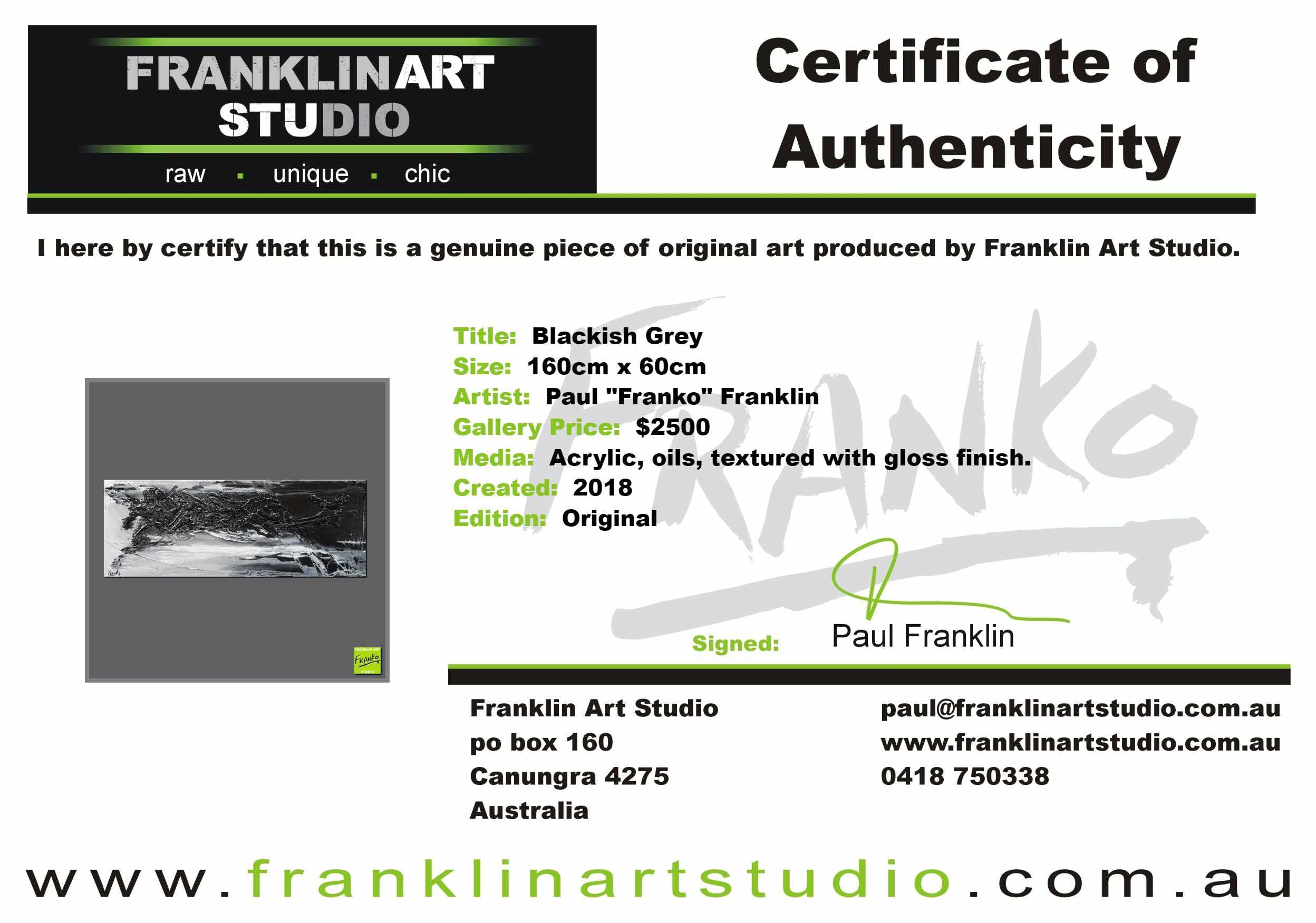 Blackish Grey 160cm x 60cm Black Grey Textured Abstract Painting (SOLD)-Abstract-Franko-[franko_art]-[beautiful_Art]-[The_Block]-Franklin Art Studio