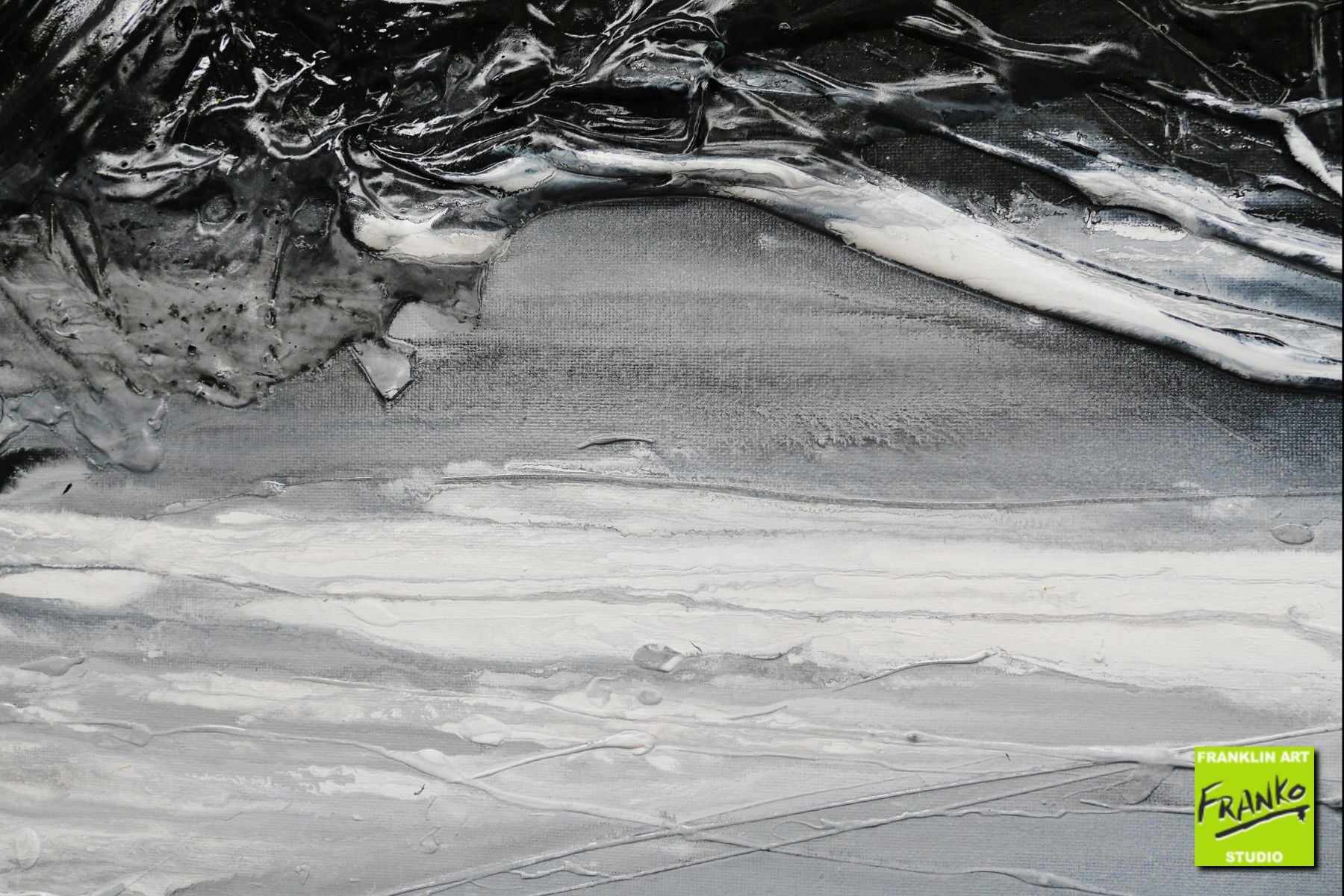 Blackish Grey 160cm x 60cm Black Grey Textured Abstract Painting (SOLD)