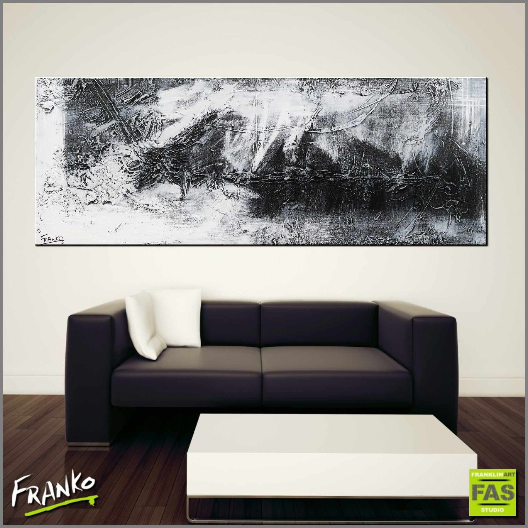 Blackish White 160cm x 60cm Black and white Abstract Painting (SOLD)-Abstract-Franko-[Franko]-[huge_art]-[Australia]-Franklin Art Studio