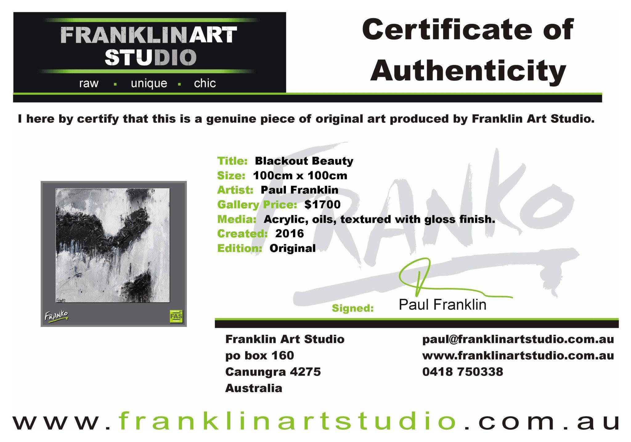 Blackout Beauty 100cm x 100cm Black and White Abstract Painting (SOLD)-abstract-[Franko Artist]-[Cheryl]-[Wendy]-[Gabriela]-Franklin Art Studio