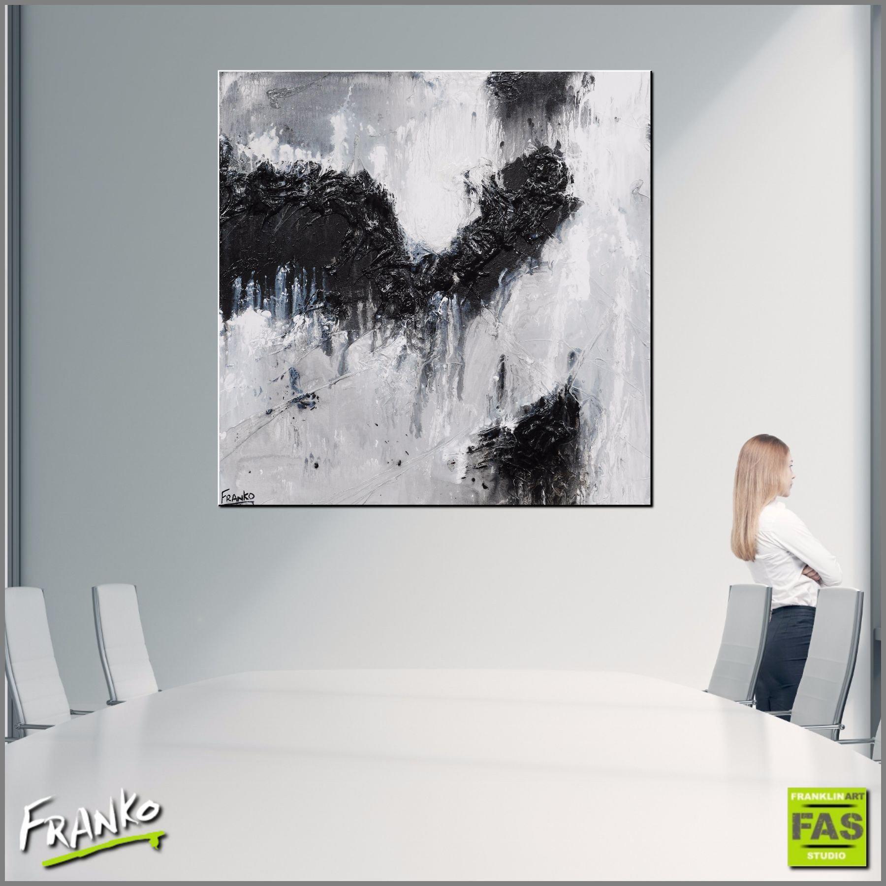 Blackout Beauty 100cm x 100cm Black and White Abstract Painting (SOLD)-abstract-Franko-[huge]-[Australian]-[best Selling]-Franklin Art Studio