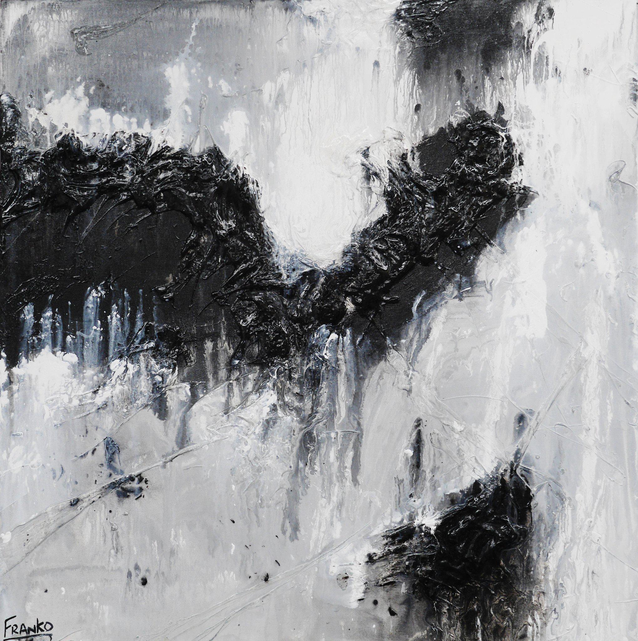 Blackout Beauty 100cm x 100cm Black and White Abstract Painting (SOLD)-abstract-[Franko ]-[Gallery]-[popular]-[Australia]-Franklin Art Studio