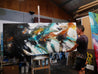 Blended Potion 240cm x 100cm Black Teal Oxide Textured Abstract Painting (SOLD)-Abstract-[Franko Artist]-[Gold Coast]-[Brisbane]-[Huge]-Franklin Art Studio