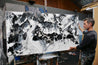 Bliss 190cm x 100cm Black White Textured Abstract Painting (SOLD)-Abstract-[Franko Artist]-[Gold Coast]-[Brisbane]-[Huge]-Franklin Art Studio