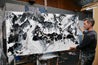 Bliss 190cm x 100cm Black White Textured Abstract Painting-Abstract-Franko-[franko_artist]-[Art]-[interior_design]-Franklin Art Studio