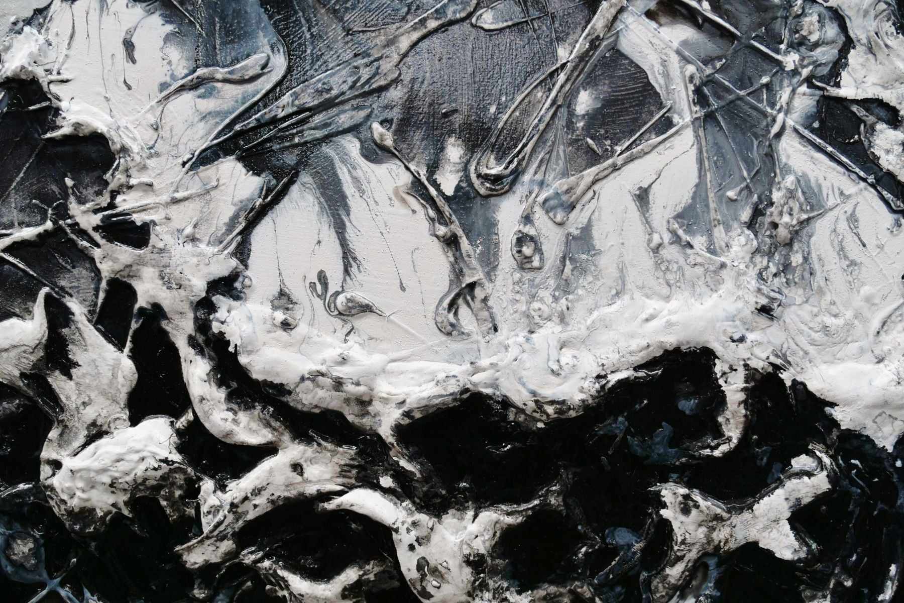 Bliss 190cm x 100cm Black White Textured Abstract Painting (SOLD)