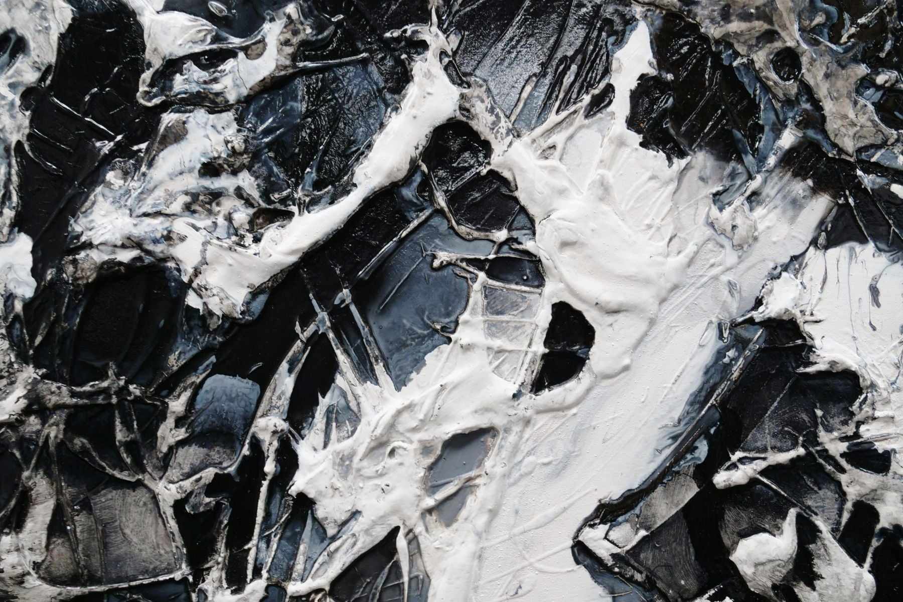 Bliss 190cm x 100cm Black White Textured Abstract Painting (SOLD)