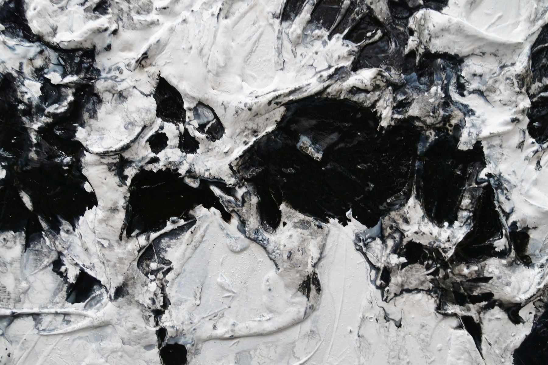 Bliss 190cm x 100cm Black White Textured Abstract Painting (SOLD)
