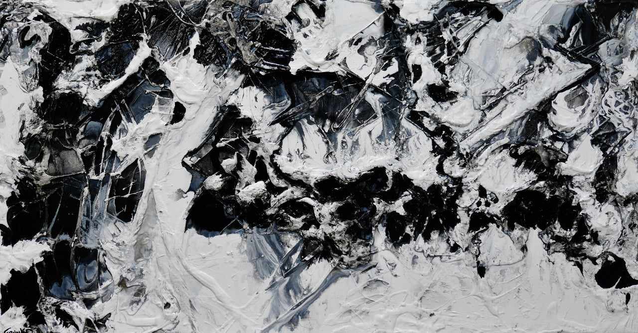 Bliss 190cm x 100cm Black White Textured Abstract Painting (SOLD)-Abstract-Franko-[Franko]-[Australia_Art]-[Art_Lovers_Australia]-Franklin Art Studio