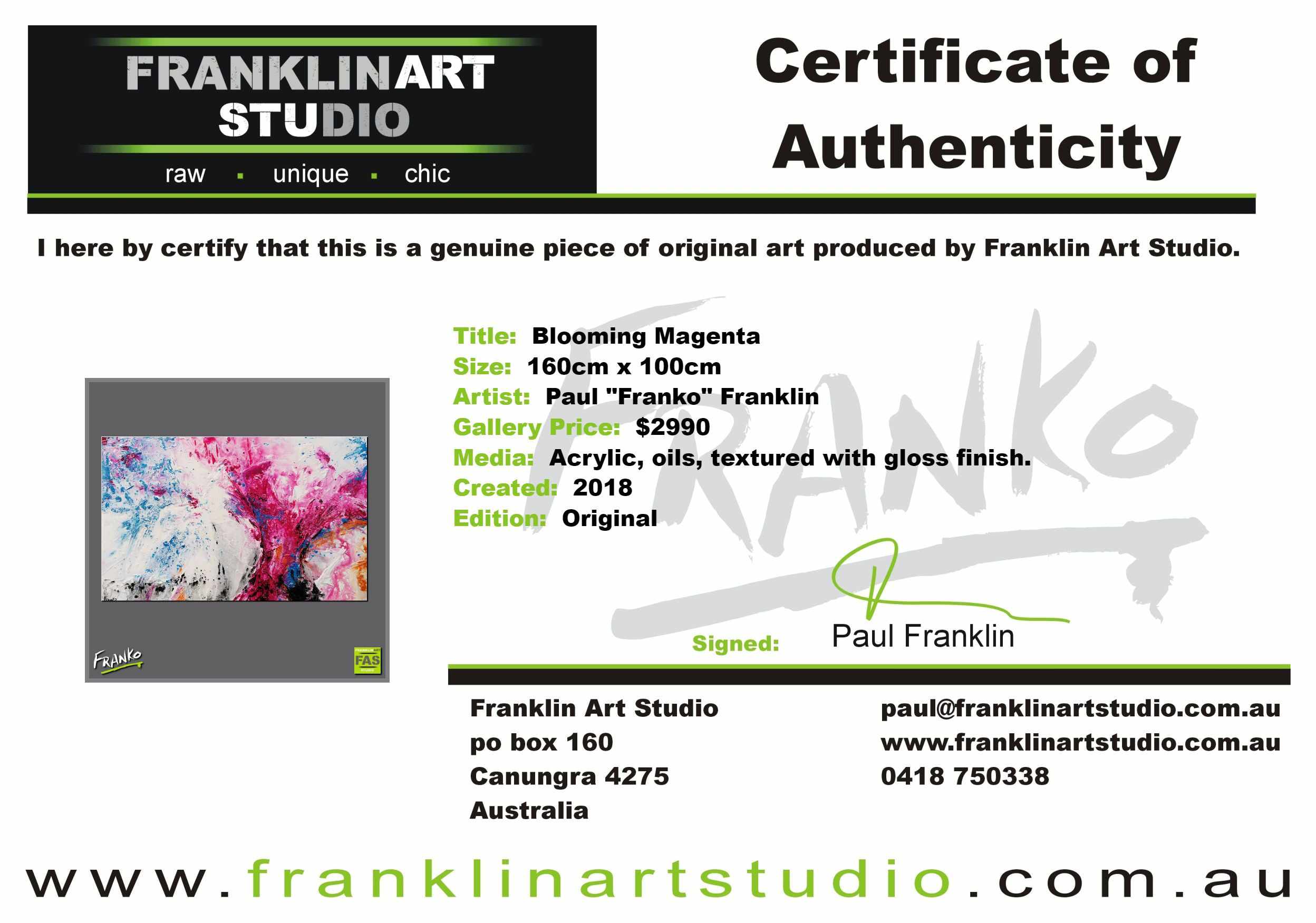 Blooming Magenta 160cm x 100cm White Pink Abstract Painting (SOLD)-Abstract-[Franko Artist]-[Cheryl]-[Wendy]-[Gabriela]-Franklin Art Studio