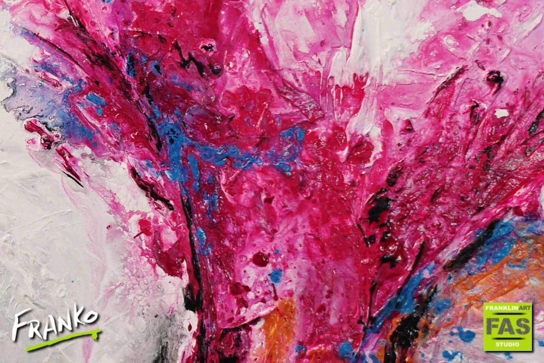 Blooming Magenta 160cm x 100cm White Pink Abstract Painting (SOLD)