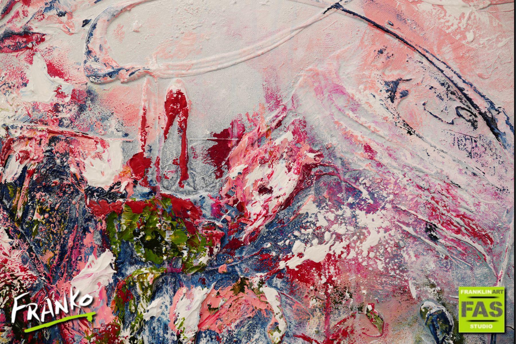 Blu Bloom 160cm x 100cm Blue Grey Pink Textured Abstract Painting (SOLD)