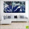 Blu Drift 190cm x 100cm White Blue Textured Abstract Painting (SOLD)-Abstract-Franko-[Franko]-[huge_art]-[Australia]-Franklin Art Studio
