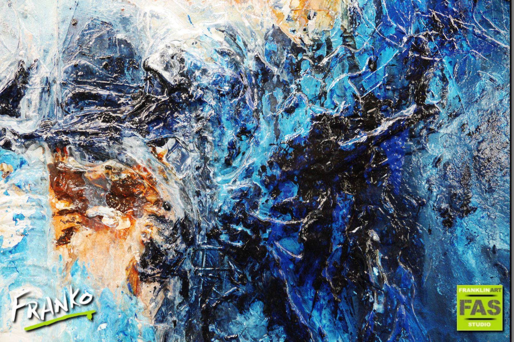Blu Peaks 120cm x 150cm Blue White Abstract Painting (SOLD)
