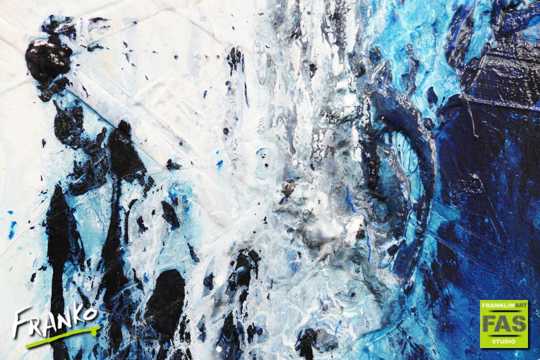 Blu Peaks 120cm x 150cm Blue White Abstract Painting (SOLD)-Abstract-[Franko]-[Artist]-[Australia]-[Painting]-Franklin Art Studio