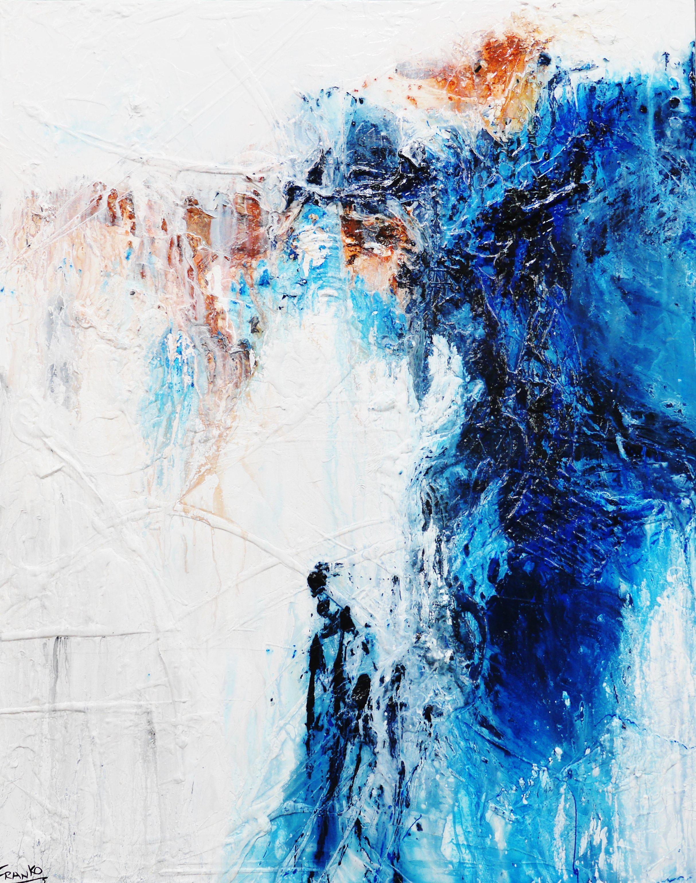 Blu Peaks 120cm x 150cm Blue White Abstract Painting (SOLD)-Abstract-[Franko ]-[Gallery]-[popular]-[Australia]-Franklin Art Studio