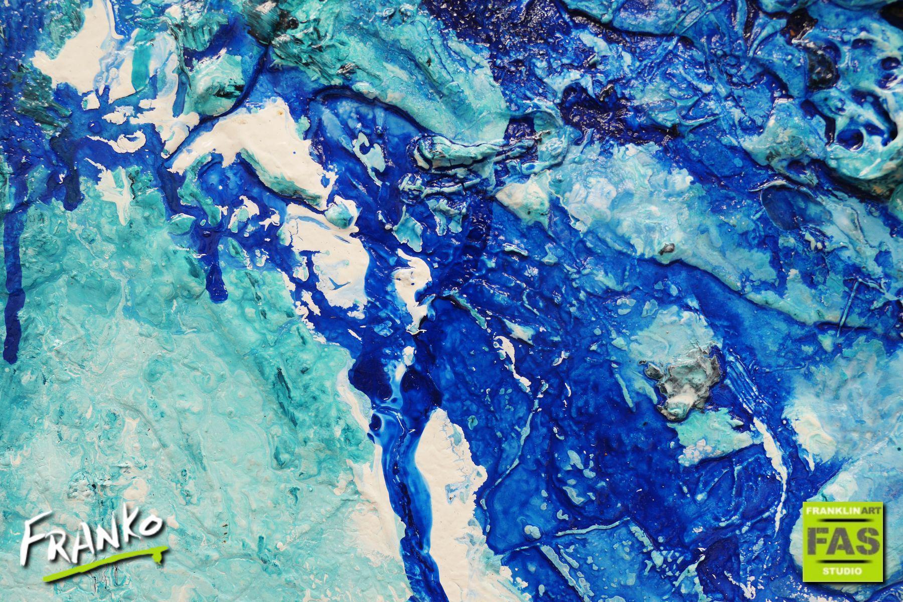 Blu Shard 240cm x 100cm Blue Abstract Painting (SOLD)