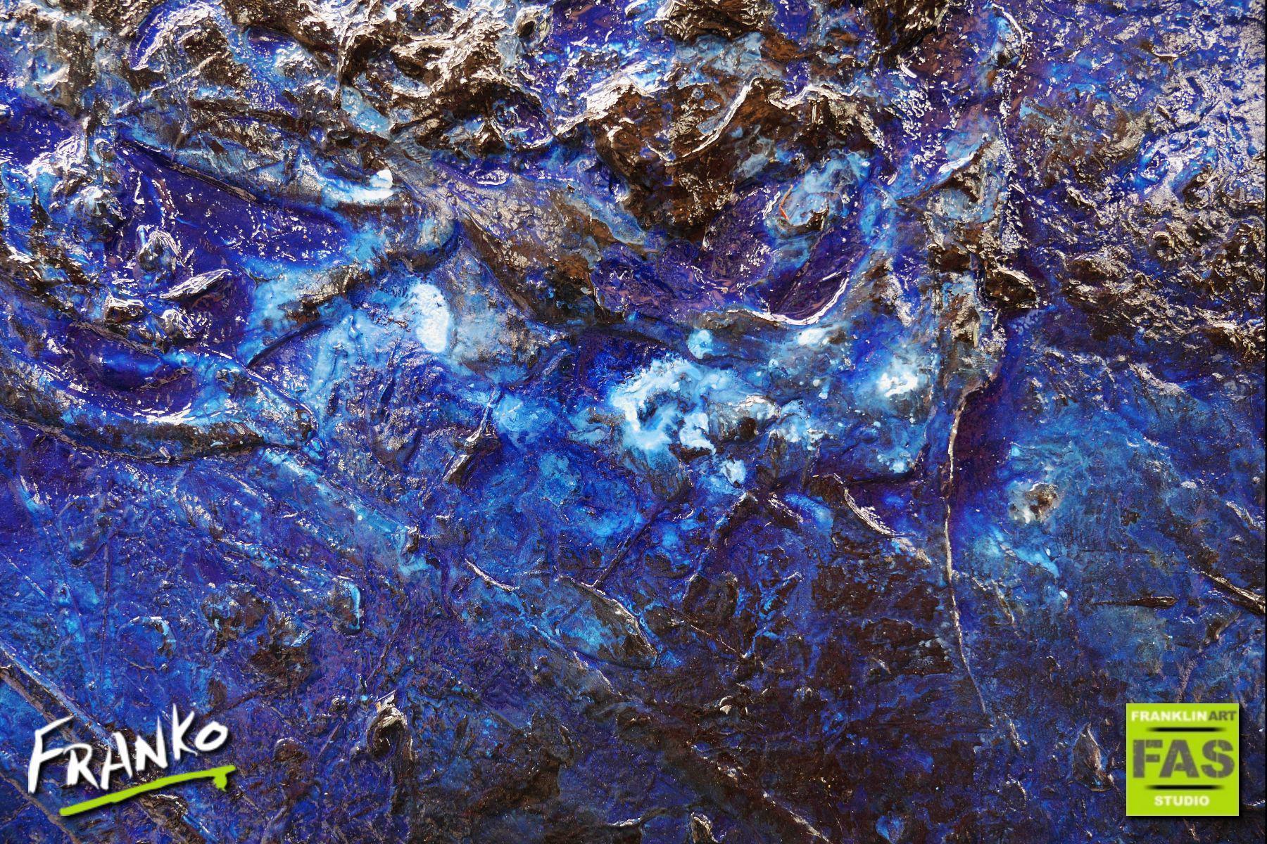 Blu Shard 240cm x 100cm Blue Abstract Painting (SOLD)-Abstract-[Franko]-[Artist]-[Australia]-[Painting]-Franklin Art Studio