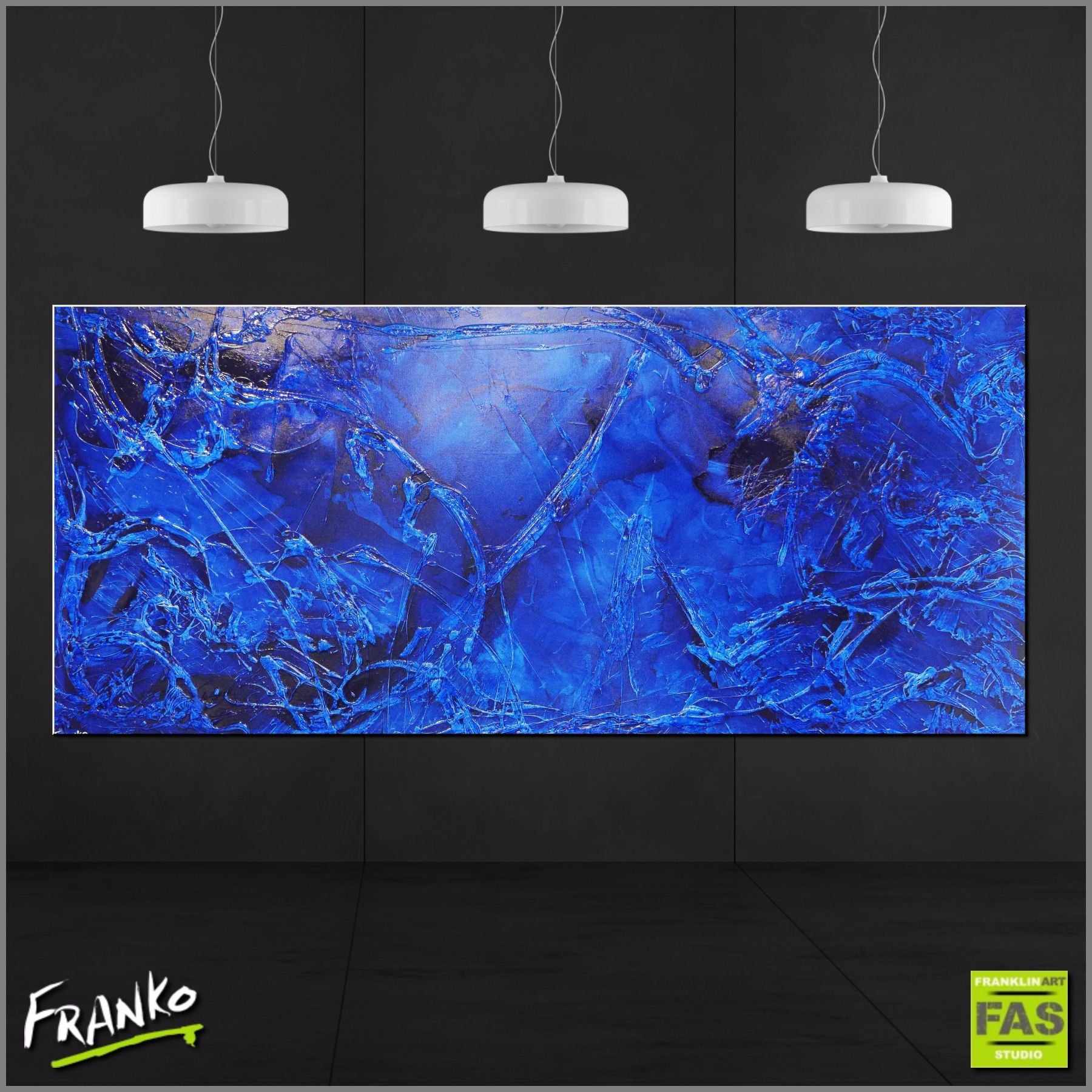 Blue Alone 270cm x 120cm Blue Abstract Painting (SOLD)-abstract-Franko-[Franko]-[huge_art]-[Australia]-Franklin Art Studio