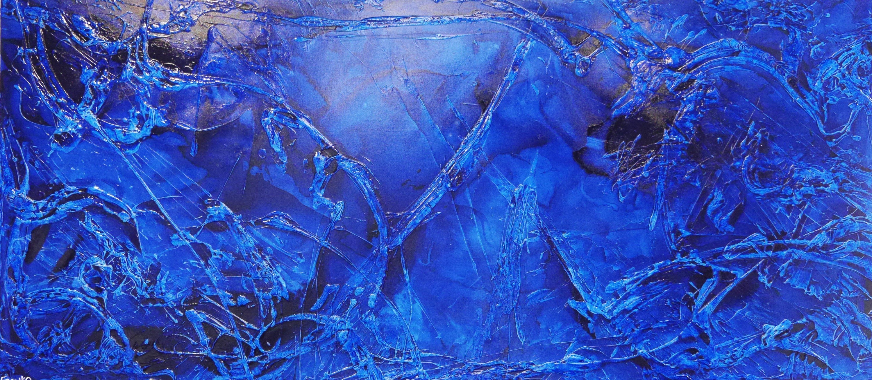 Blue Alone 270cm x 120cm Blue Abstract Painting (SOLD)-abstract-Franko-[Franko]-[Australia_Art]-[Art_Lovers_Australia]-Franklin Art Studio